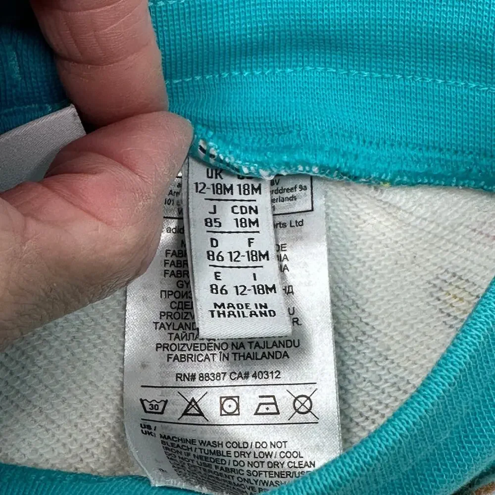 Adidas Hoodie Set Hi Res Aqua with joggers size 12-18 months - Picture 4 of 11